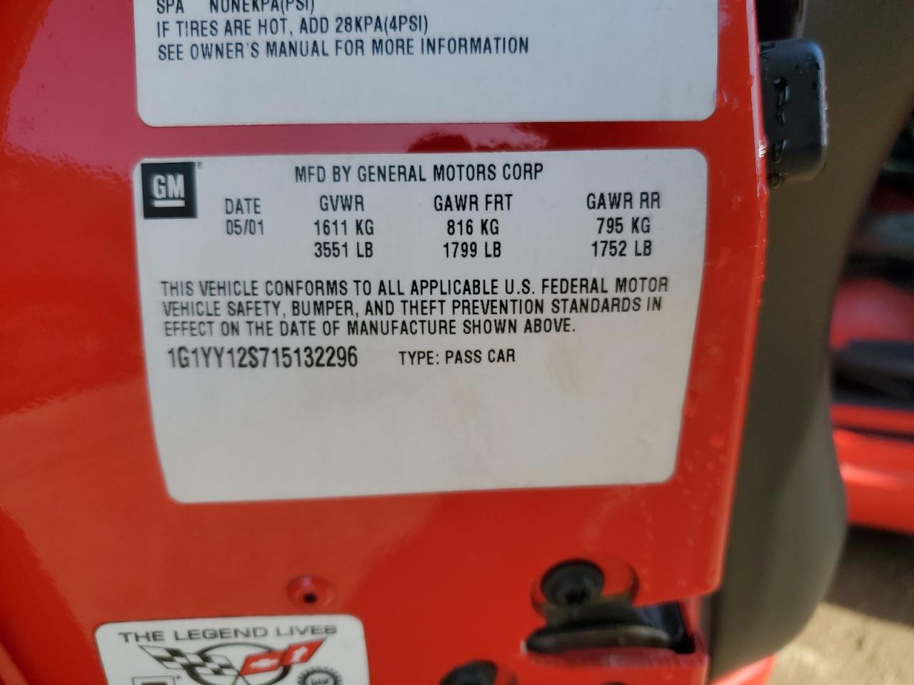 2001 Chevrolet Corvette Z06 VIN: 1G1YY12S715132296 Lot: 80862495