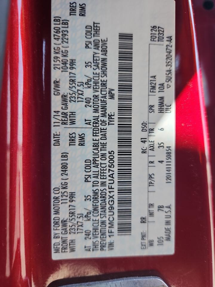 2015 Ford Escape Se VIN: 1FMCU9GX1FUA75005 Lot: 72024305