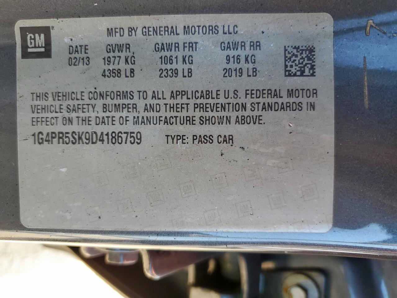 2013 Buick Verano Convenience VIN: 1G4PR5SK9D4186759 Lot: 80034985