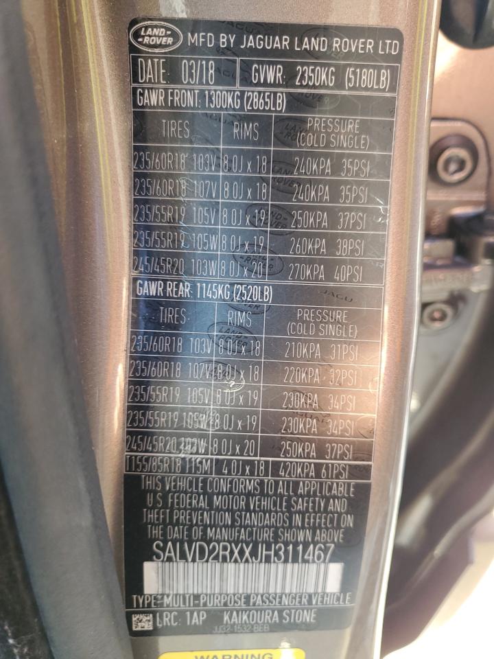 2018 Land Rover Range Rover Evoque Hse Dynamic VIN: SALVD2RXXJH311467 Lot: 84232645