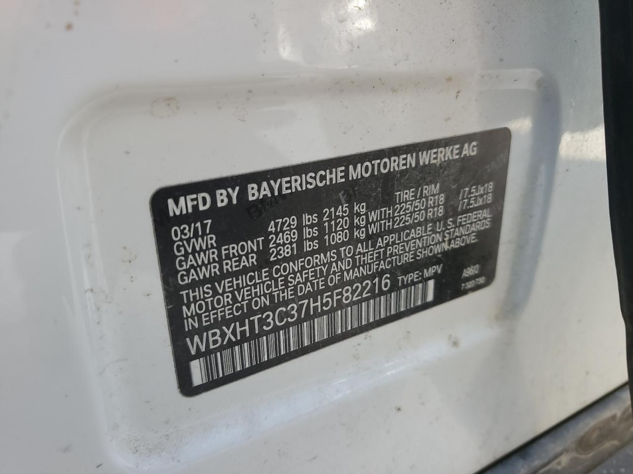 2017 BMW X1 xDrive28I VIN: WBXHT3C37H5F82216 Lot: 84626495