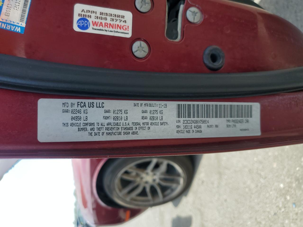 2019 Dodge Challenger Sxt VIN: 2C3CDZAG8KH750914 Lot: 70701865