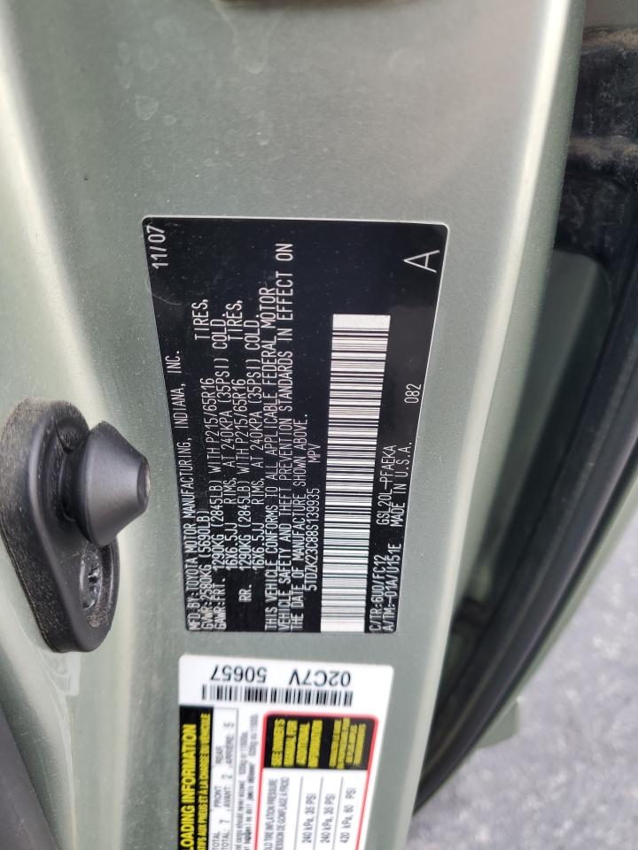 2008 Toyota Sienna Ce VIN: 5TDZK23C88S139935 Lot: 71952405