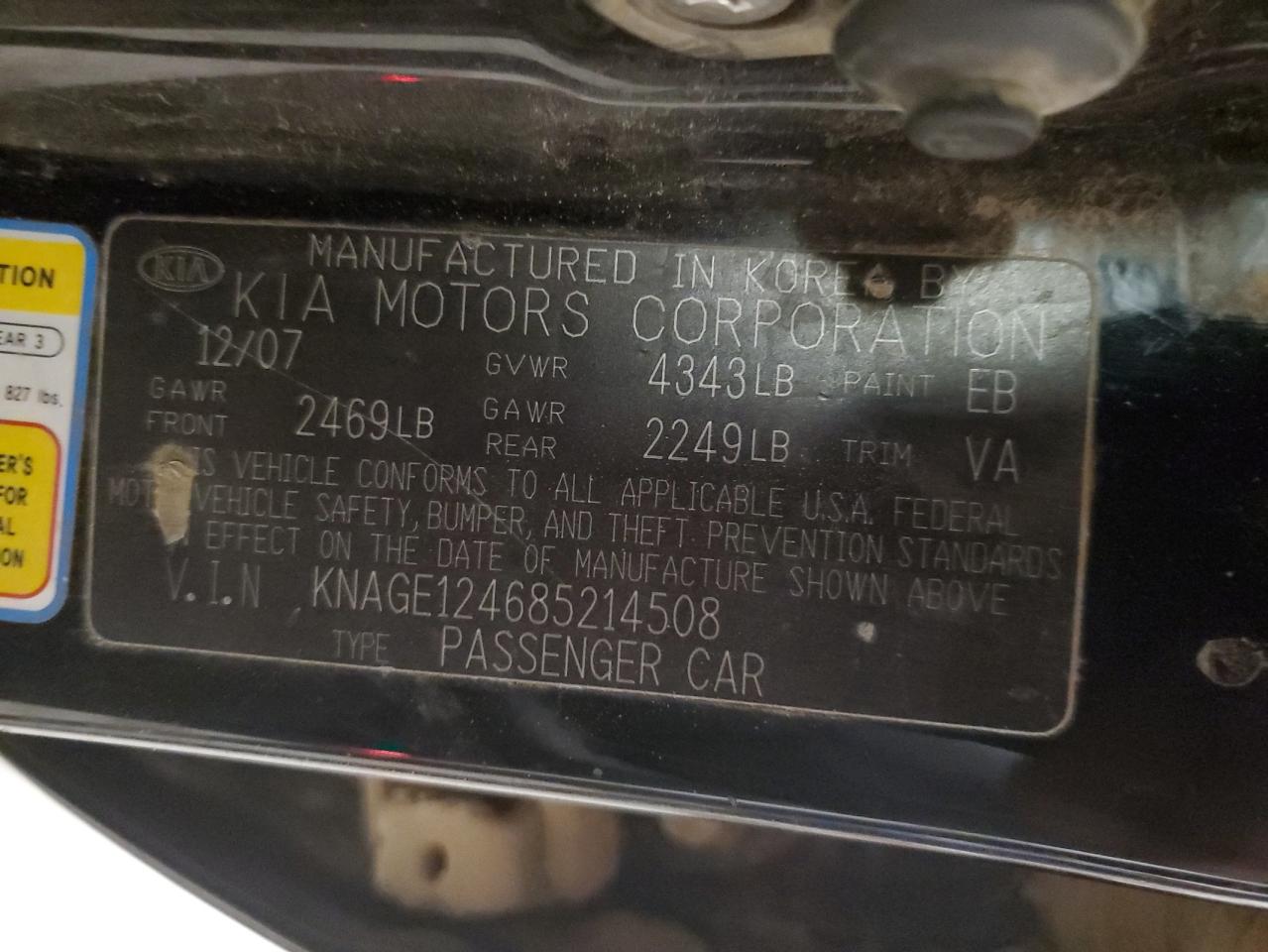 2008 Kia Optima Lx VIN: KNAGE124685214508 Lot: 81407655