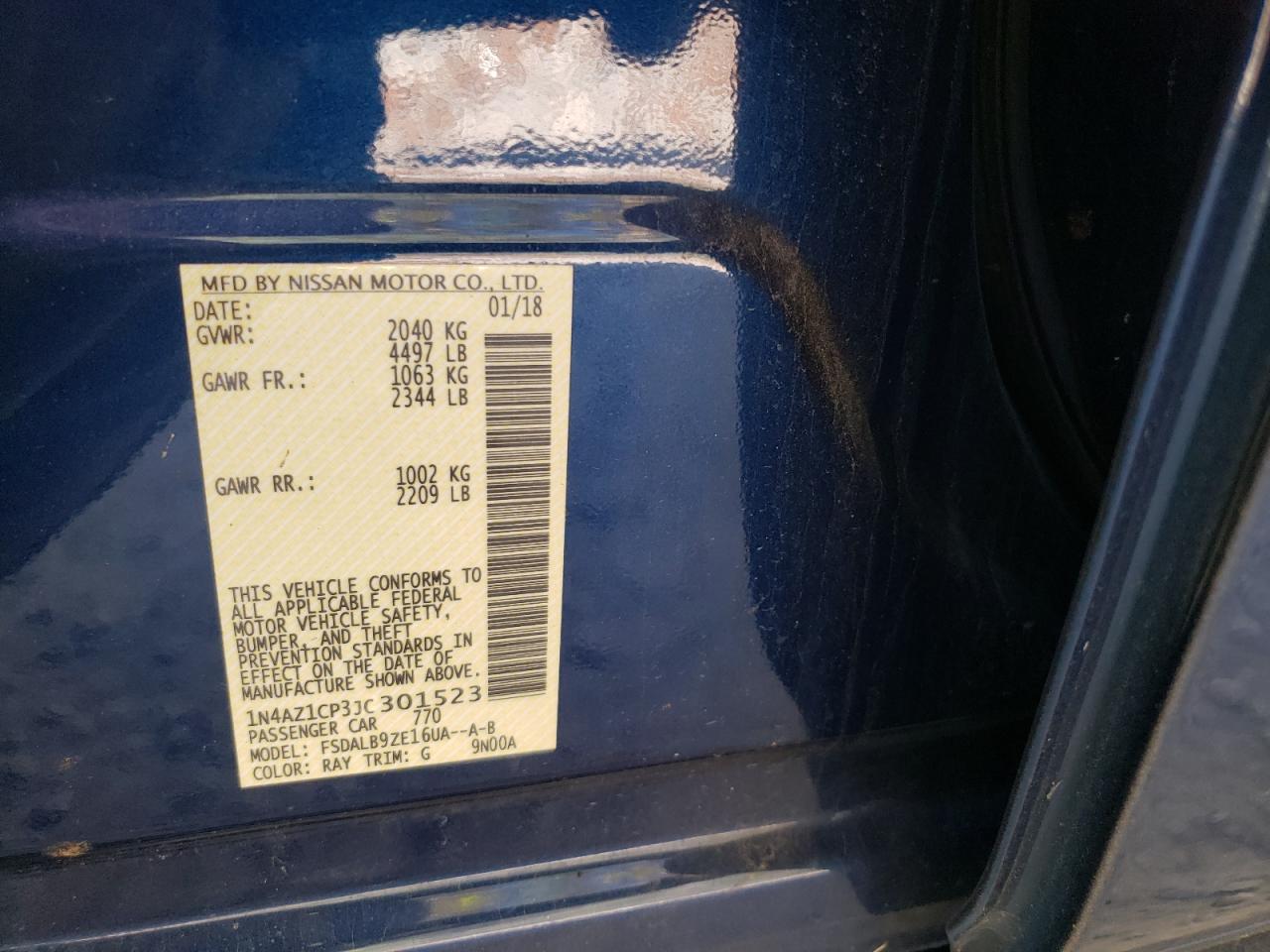 2018 Nissan Leaf S VIN: 1N4AZ1CP3JC301523 Lot: 84299705