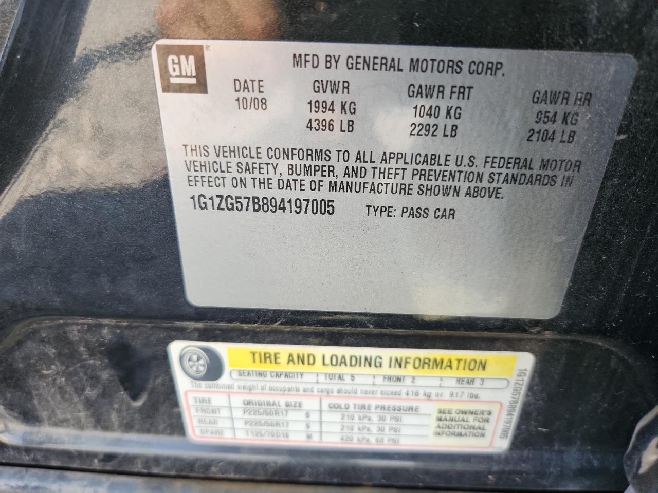 2009 Chevrolet Malibu Ls VIN: 1G1ZG57B894197005 Lot: 80717595