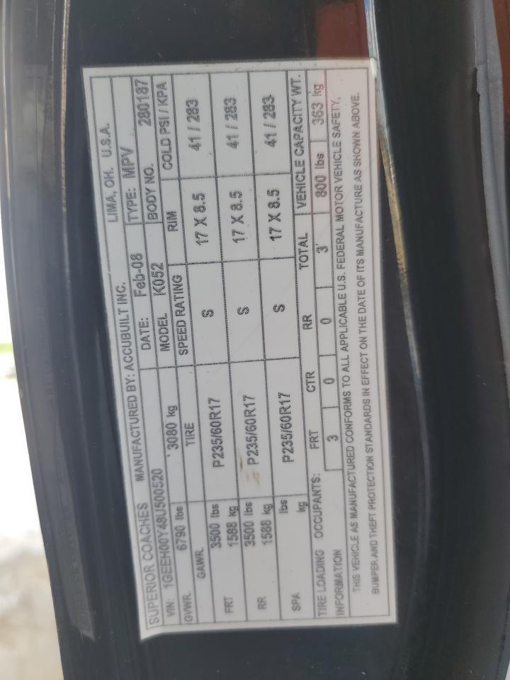 2008 Cadillac Commercial Chassis VIN: 1GEEH00Y48U500520 Lot: 81575705