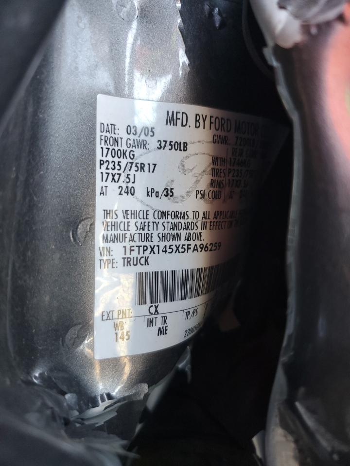2005 Ford F150 VIN: 1FTPX145X5FA96259 Lot: 84406475