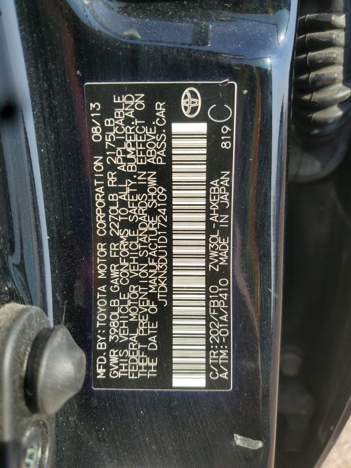 2013 Toyota Prius VIN: JTDKN3DU1D1724109 Lot: 80891745
