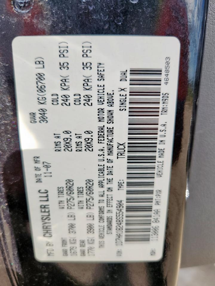 2008 Dodge Ram 1500 St VIN: 1D7HA18248S554904 Lot: 69125175