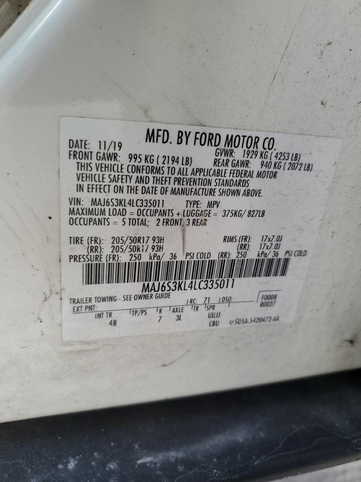 2020 Ford Ecosport Titanium VIN: MAJ6S3KL4LC335011 Lot: 83941085