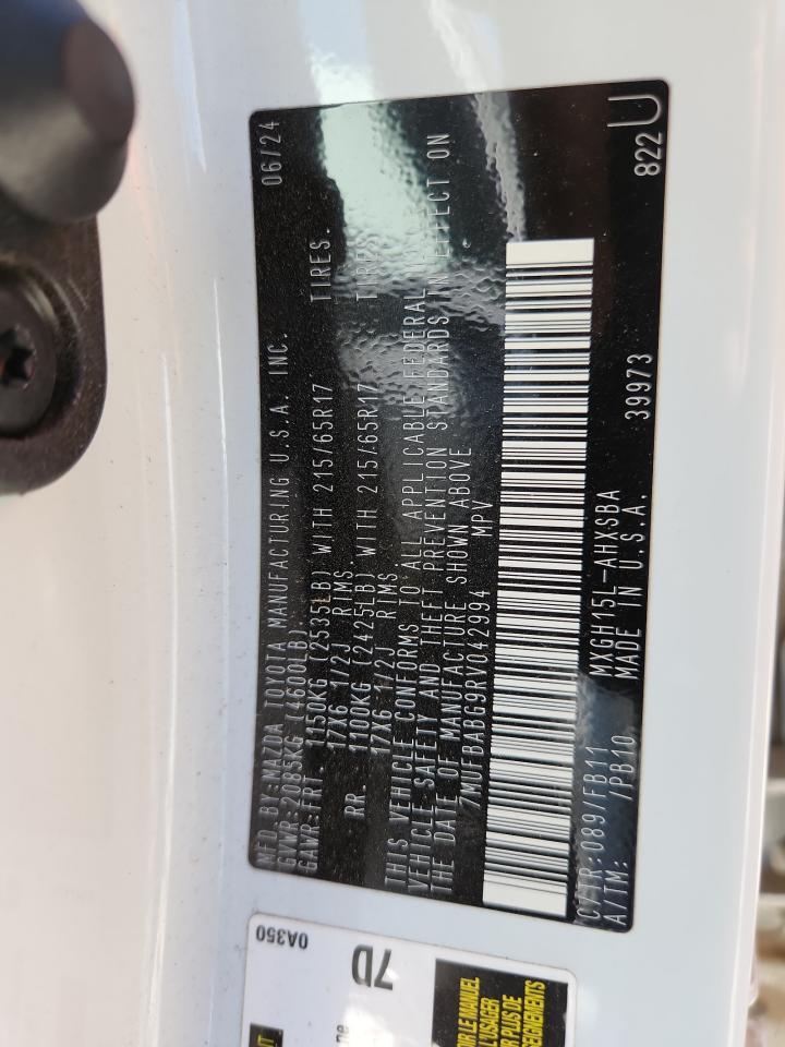 2024 Toyota Corolla Cross Se VIN: 7MUFBABG9RV042994 Lot: 71826135