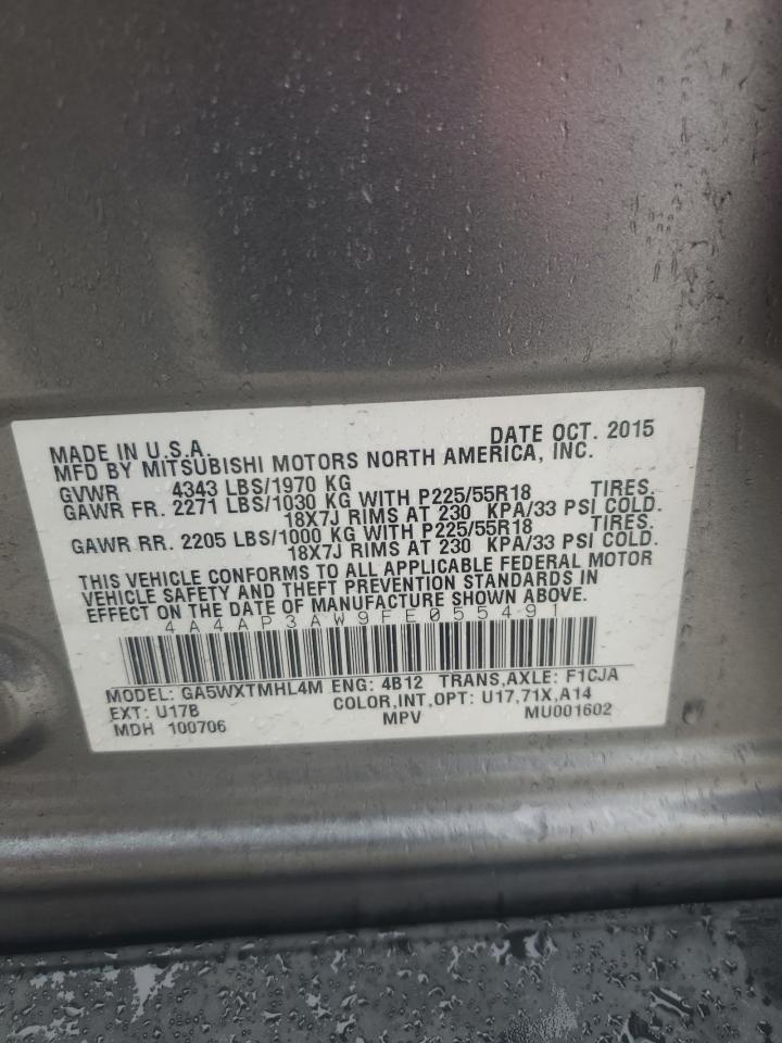 2015 Mitsubishi Outlander Sport Es VIN: 4A4AP3AW9FE055491 Lot: 81763915