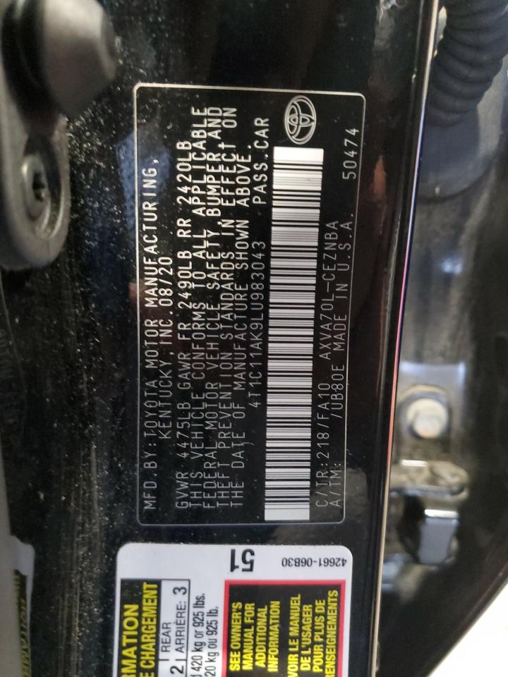 2020 Toyota Camry Le VIN: 4T1C11AK9LU983043 Lot: 81403025
