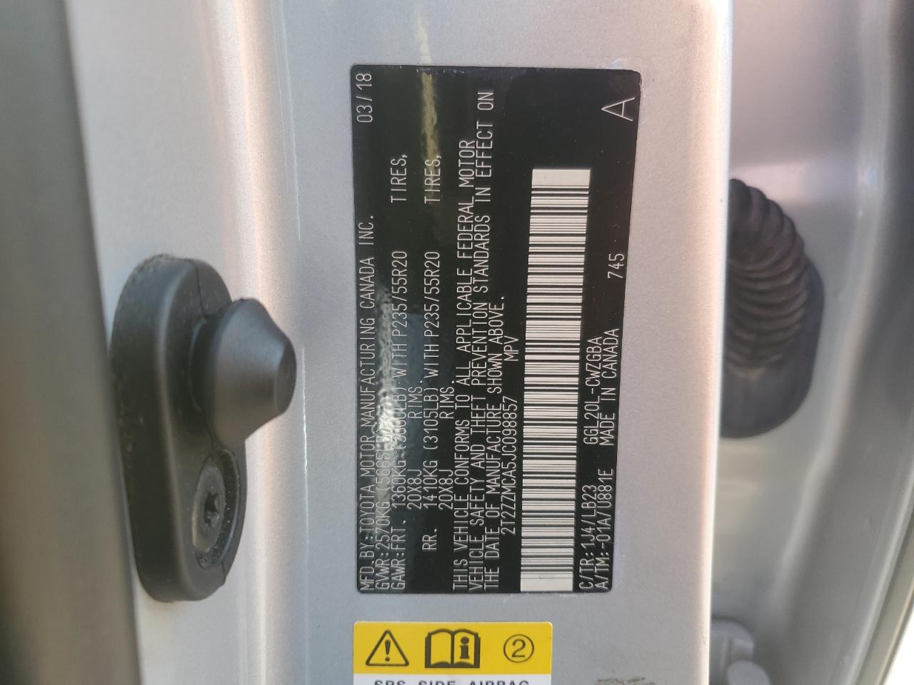 2018 Lexus Rx 350 Base VIN: 2T2ZZMCA5JC098857 Lot: 83815865