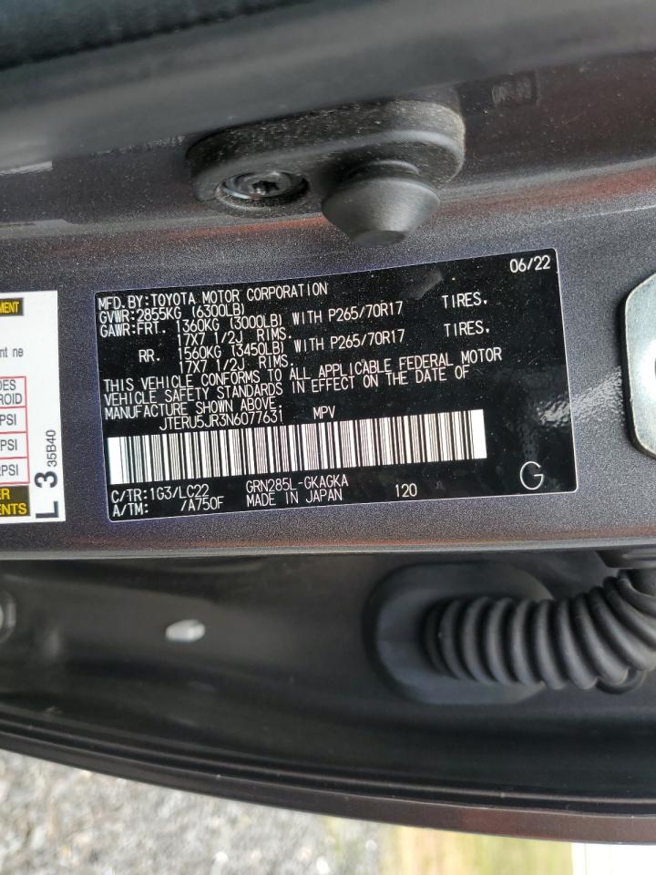 2022 Toyota 4Runner Sr5 Premium VIN: JTERU5JR3N6077631 Lot: 81207075