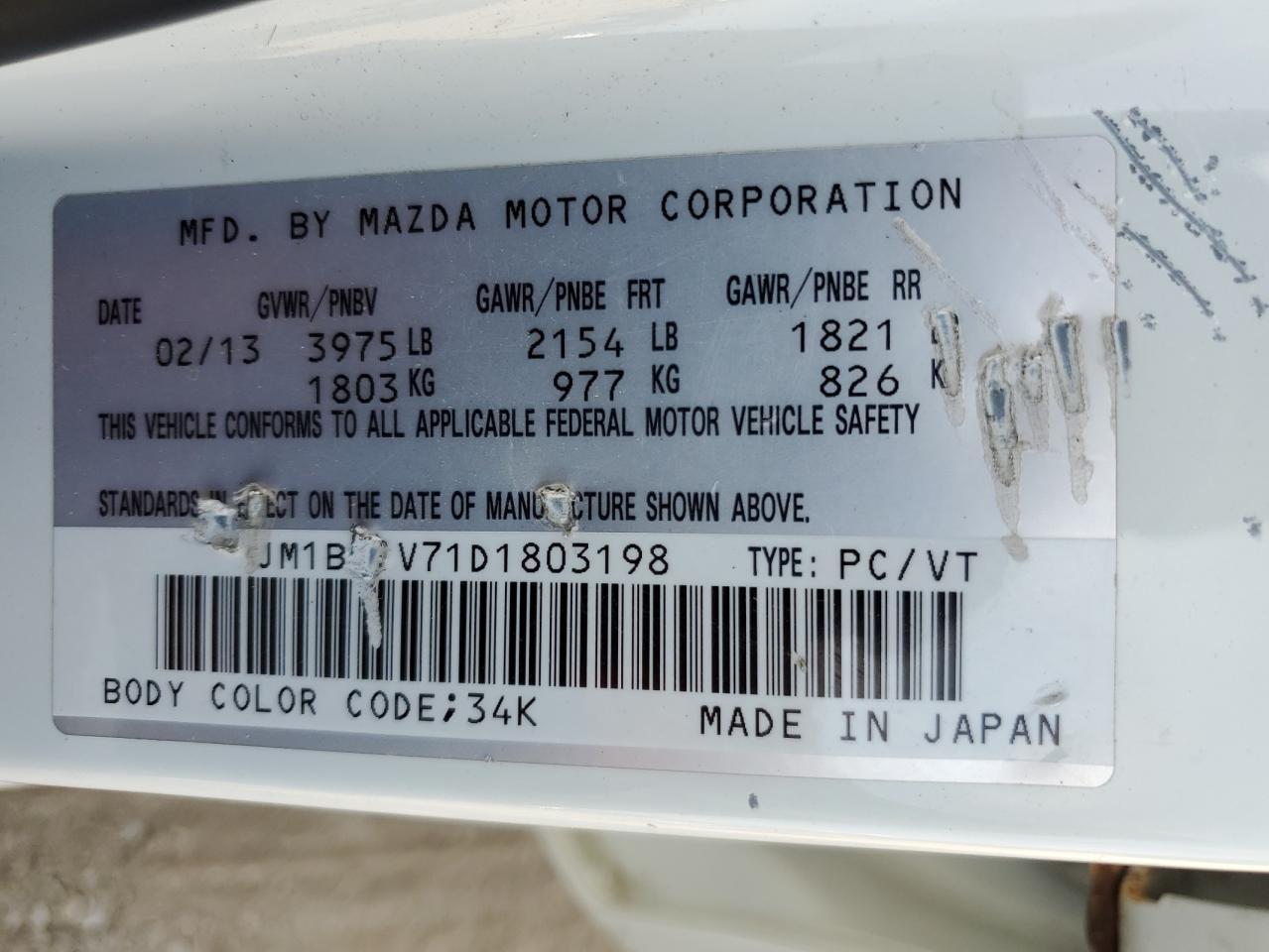 2013 Mazda 3 I VIN: JM1BL1V71D1803198 Lot: 81203875