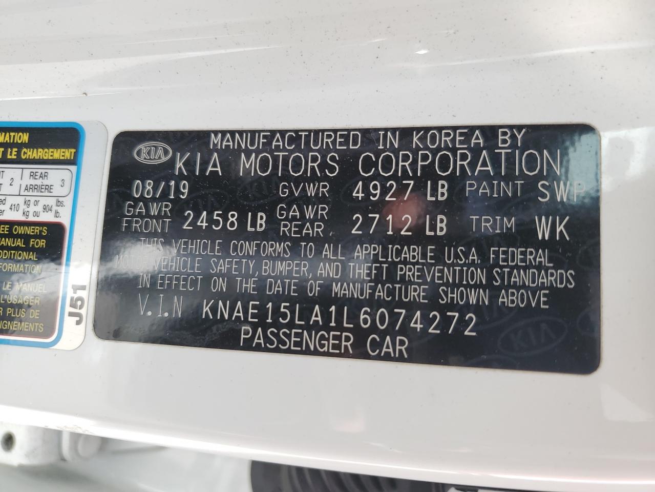 2020 Kia Stinger VIN: KNAE15LA1L6074272 Lot: 81166075