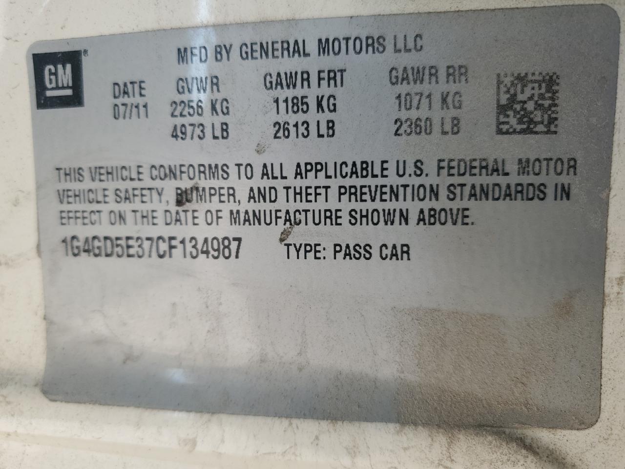 2012 Buick Lacrosse Premium VIN: 1G4GD5E37CF134987 Lot: 71626255