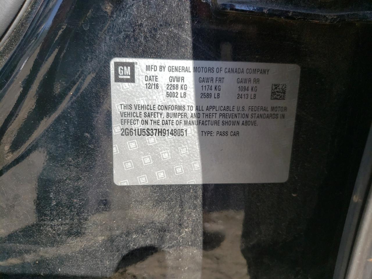 2017 Cadillac Xts VIN: 2G61U5S37H9148051 Lot: 81634855