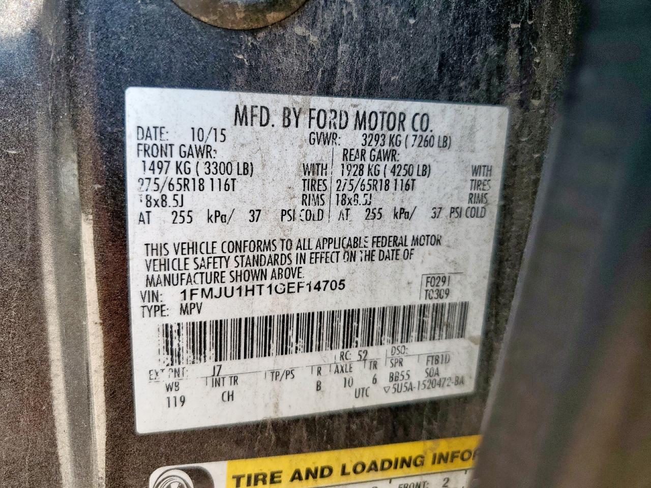 2016 Ford Expedition Xlt VIN: 1FMJU1HT1GEF14705 Lot: 81662095