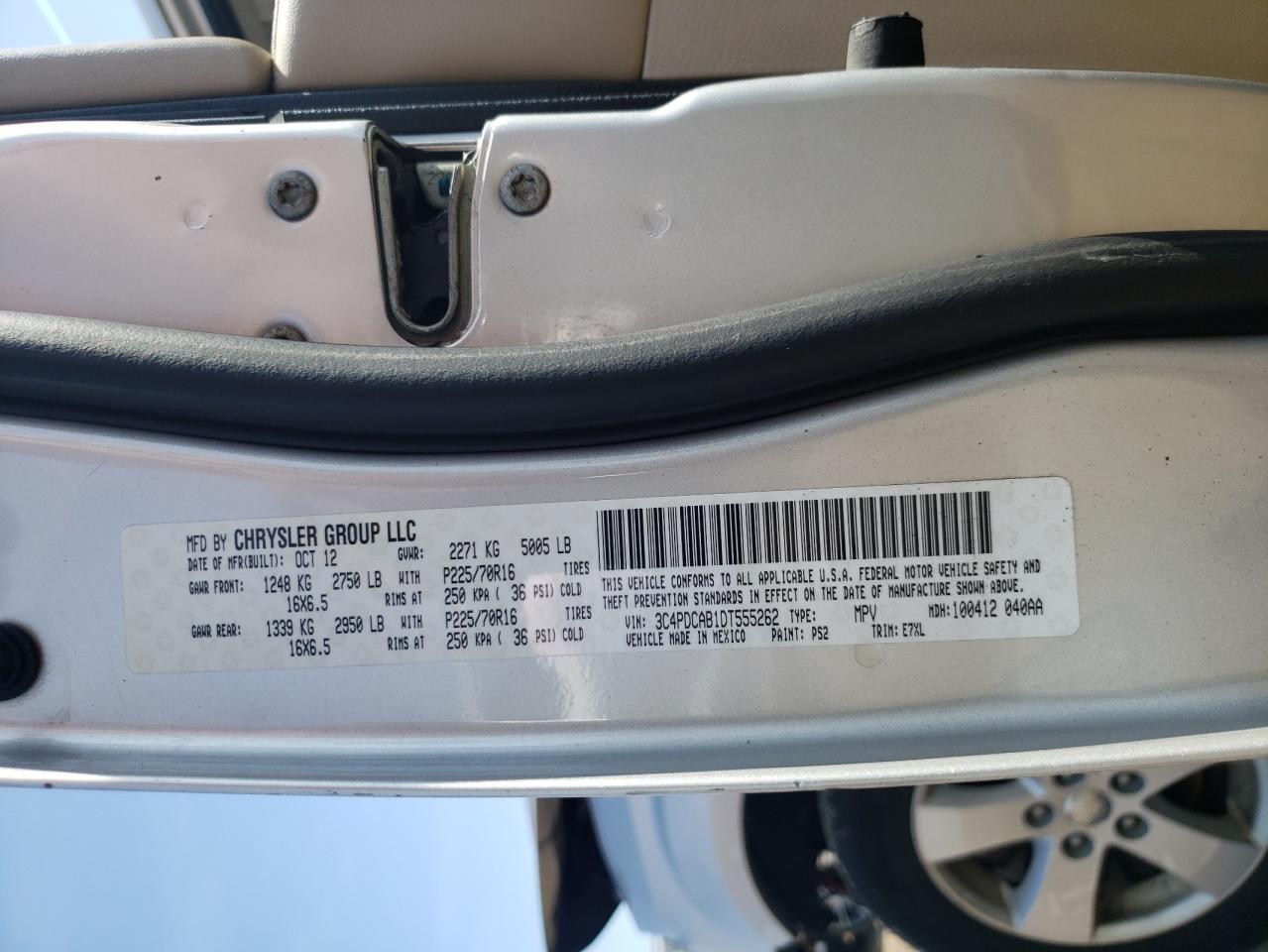 2013 Dodge Journey Se VIN: 3C4PDCAB1DT555262 Lot: 70923105