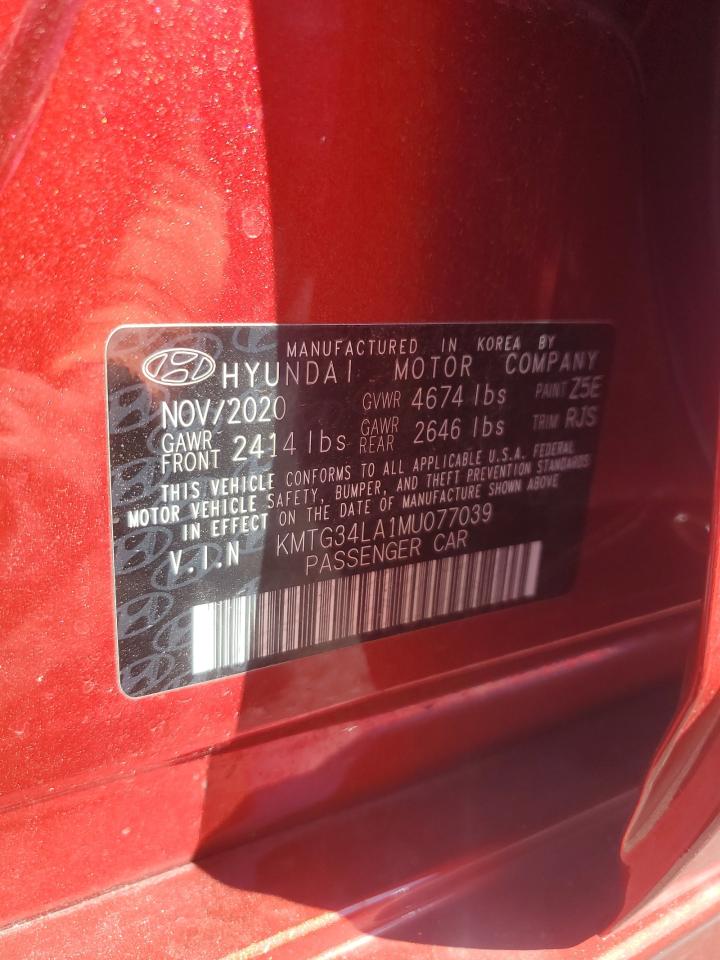 2021 Genesis G70 Elite VIN: KMTG34LA1MU077039 Lot: 81381885