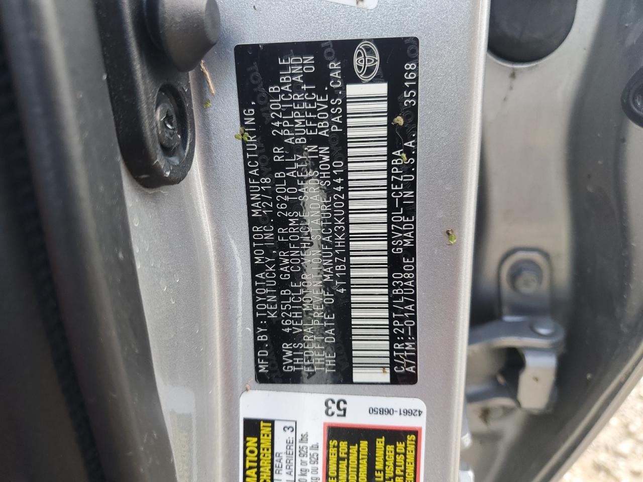 2019 Toyota Camry Xse VIN: 4T1BZ1HK3KU024410 Lot: 81793625