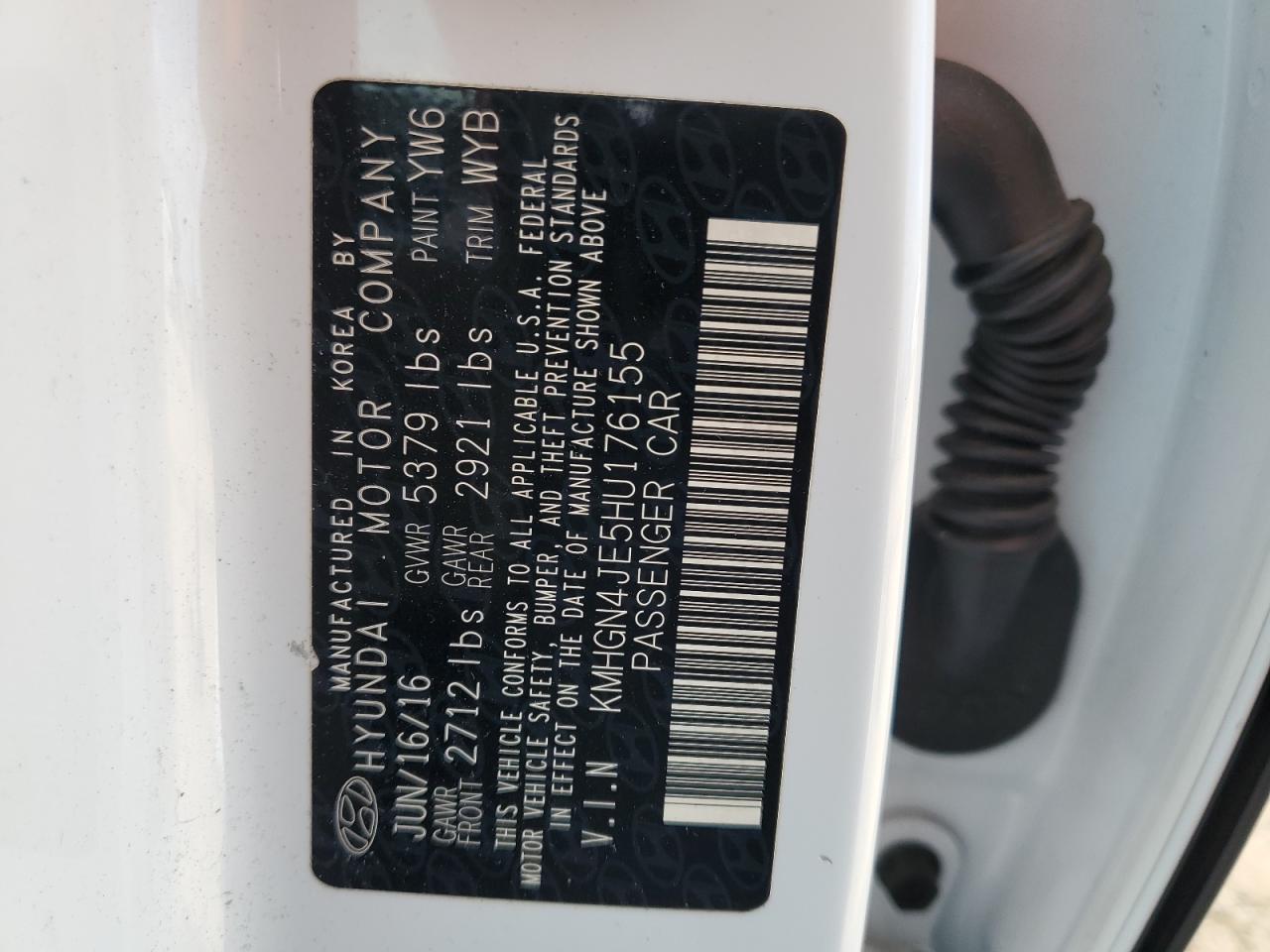 2017 Genesis G80 Base VIN: KMHGN4JE5HU176155 Lot: 80790475