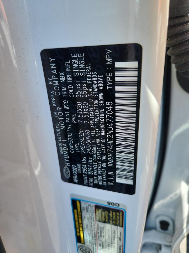 2022 Hyundai Palisade Calligraphy VIN: KM8R74HE2NU477048 Lot: 80704835