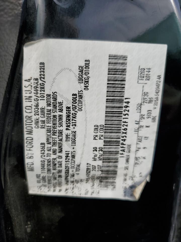 2002 Ford Mustang Gt VIN: 1FAFP45X62F152941 Lot: 80500535