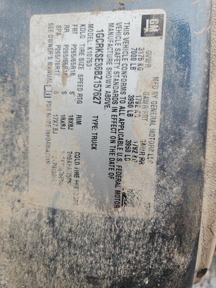 2011 Chevrolet Silverado K1500 Lt VIN: 1GCRKSE36BZ157627 Lot: 80409325