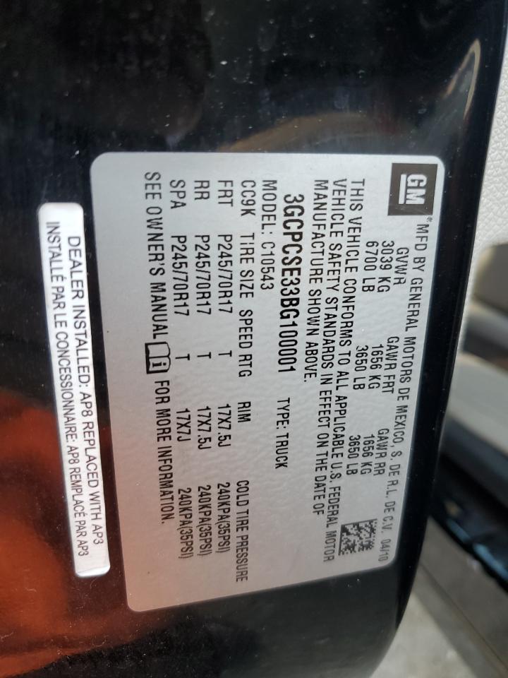 2011 Chevrolet Silverado C1500 Lt VIN: 3GCPCSE33BG100001 Lot: 71956795