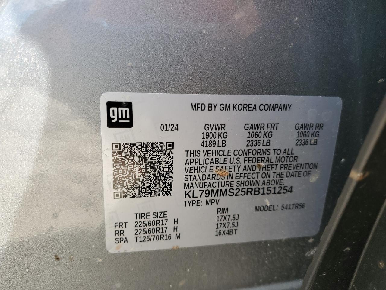 2024 Chevrolet Trailblazer Ls VIN: KL79MMS25RB151254 Lot: 82104815