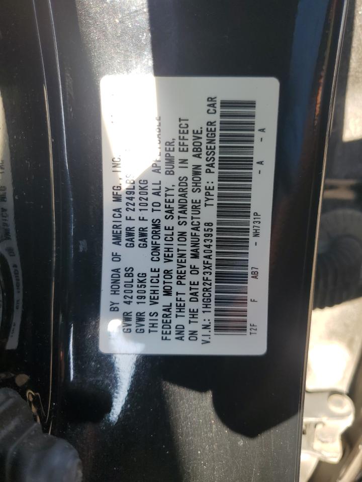 2015 Honda Accord Lx VIN: 1HGCR2F3XFA043958 Lot: 84253335