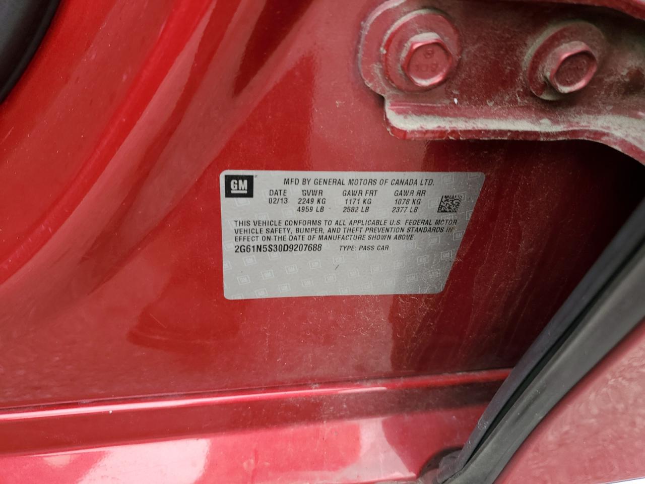 2013 Cadillac Xts VIN: 2G61N5S30D9207688 Lot: 81829975