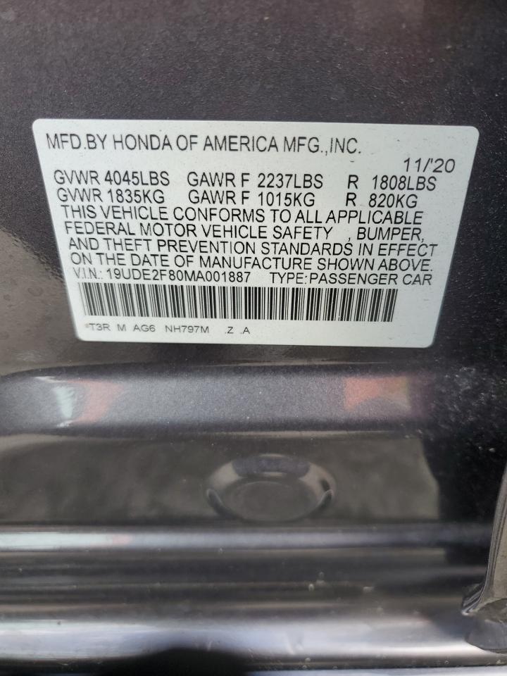 2021 Acura Ilx Premium A-Spec VIN: 19UDE2F80MA001887 Lot: 84624785