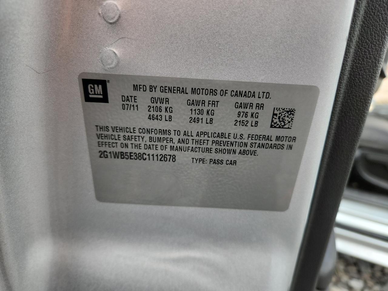 2012 Chevrolet Impala Lt VIN: 2G1WB5E38C1112678 Lot: 82128665