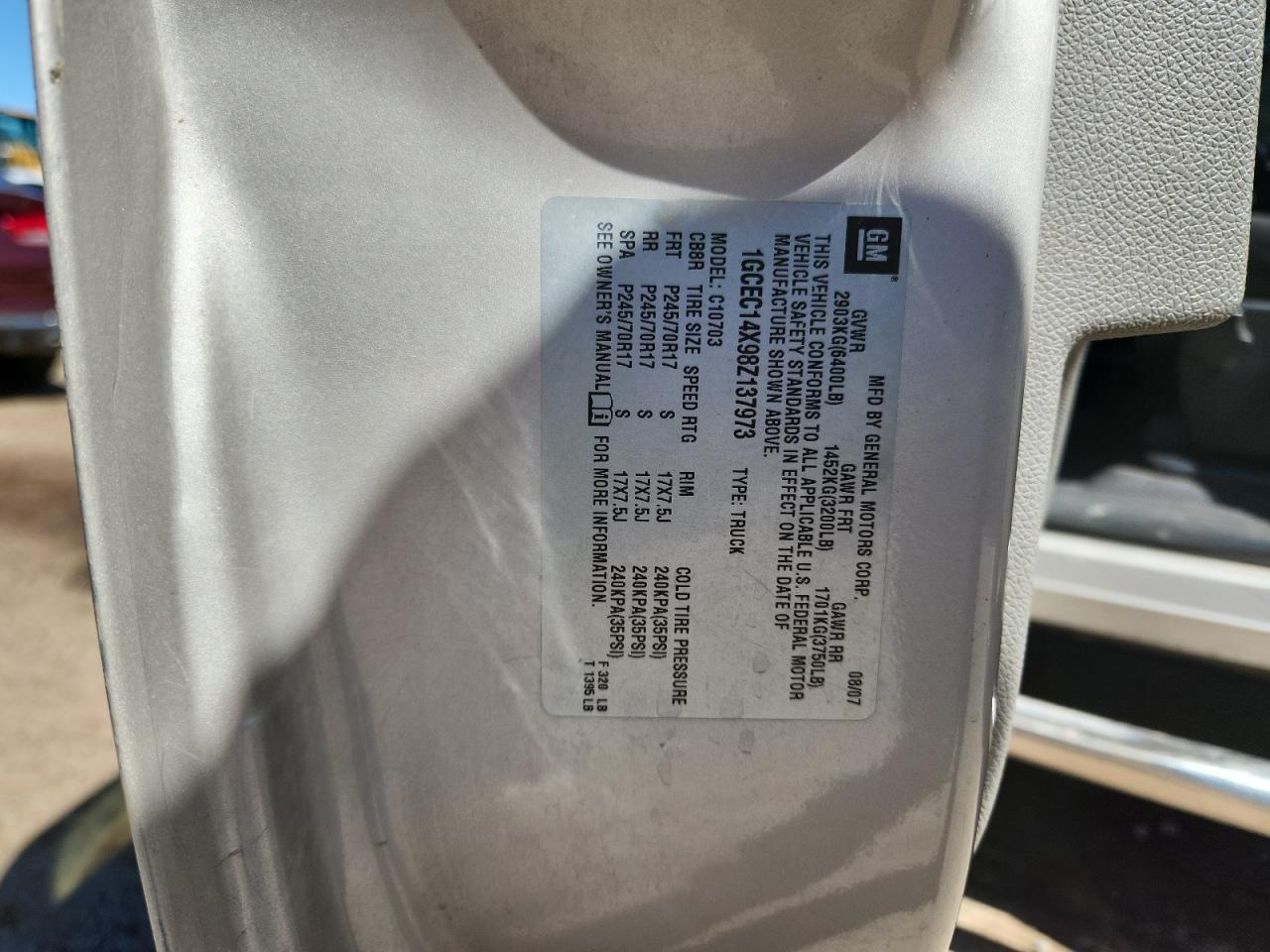 2008 Chevrolet Silverado C1500 VIN: 1GCEC14X98Z137973 Lot: 80825505