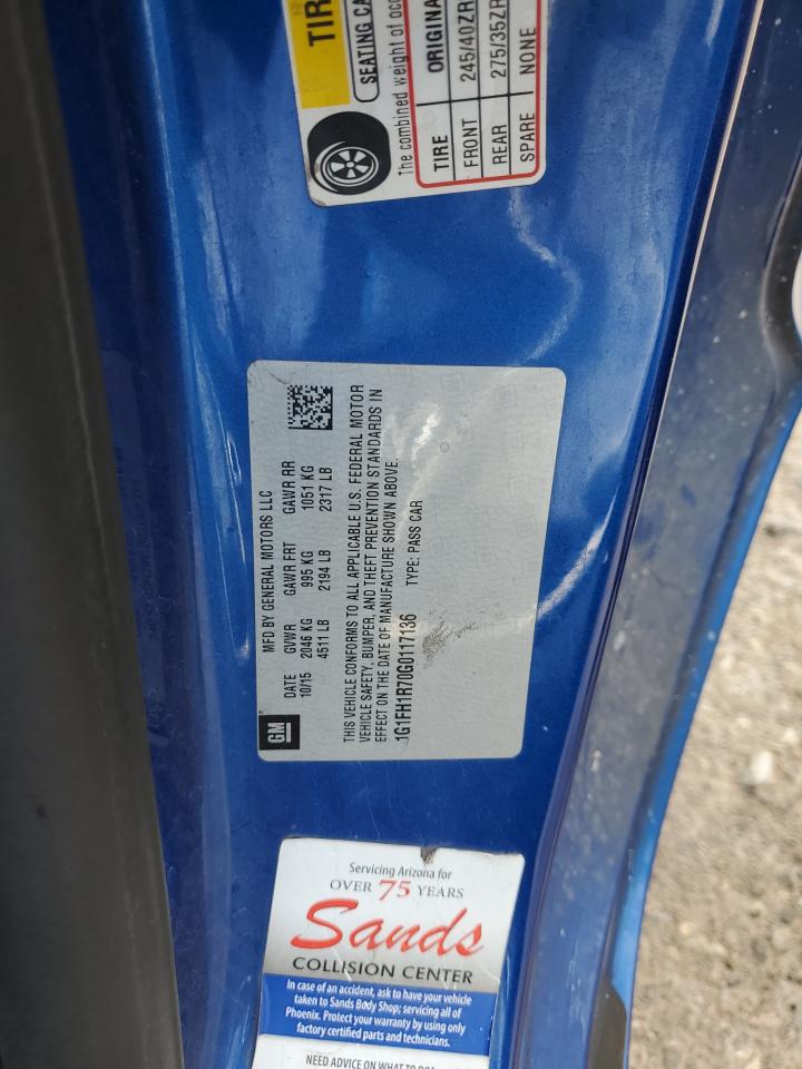 2016 Chevrolet Camaro Ss VIN: 1G1FH1R70G0117136 Lot: 80519535