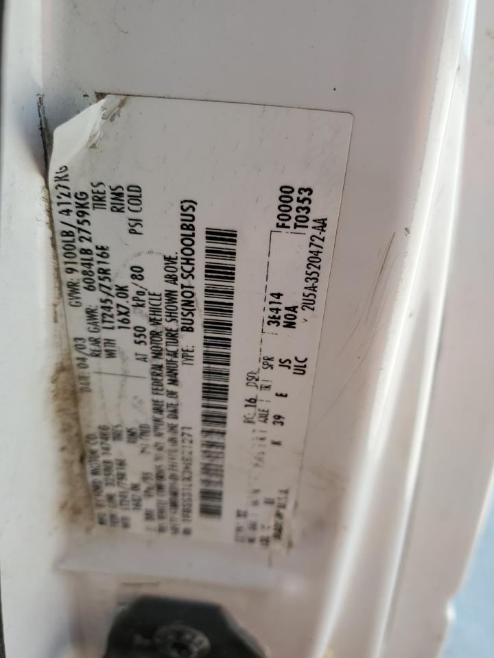 2003 Ford Econoline E350 Super Duty Wagon VIN: 1FBSS31LX3HB21271 Lot: 80530305