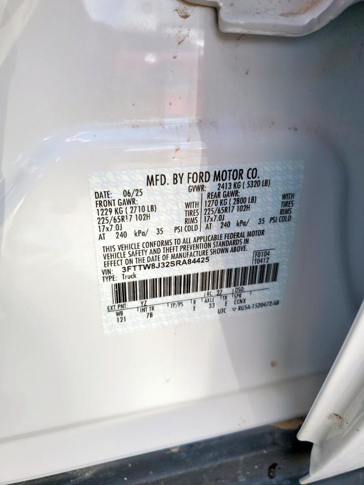 2025 Ford Maverick Xlt VIN: 3FTTW8J32SRA84425 Lot: 80308295