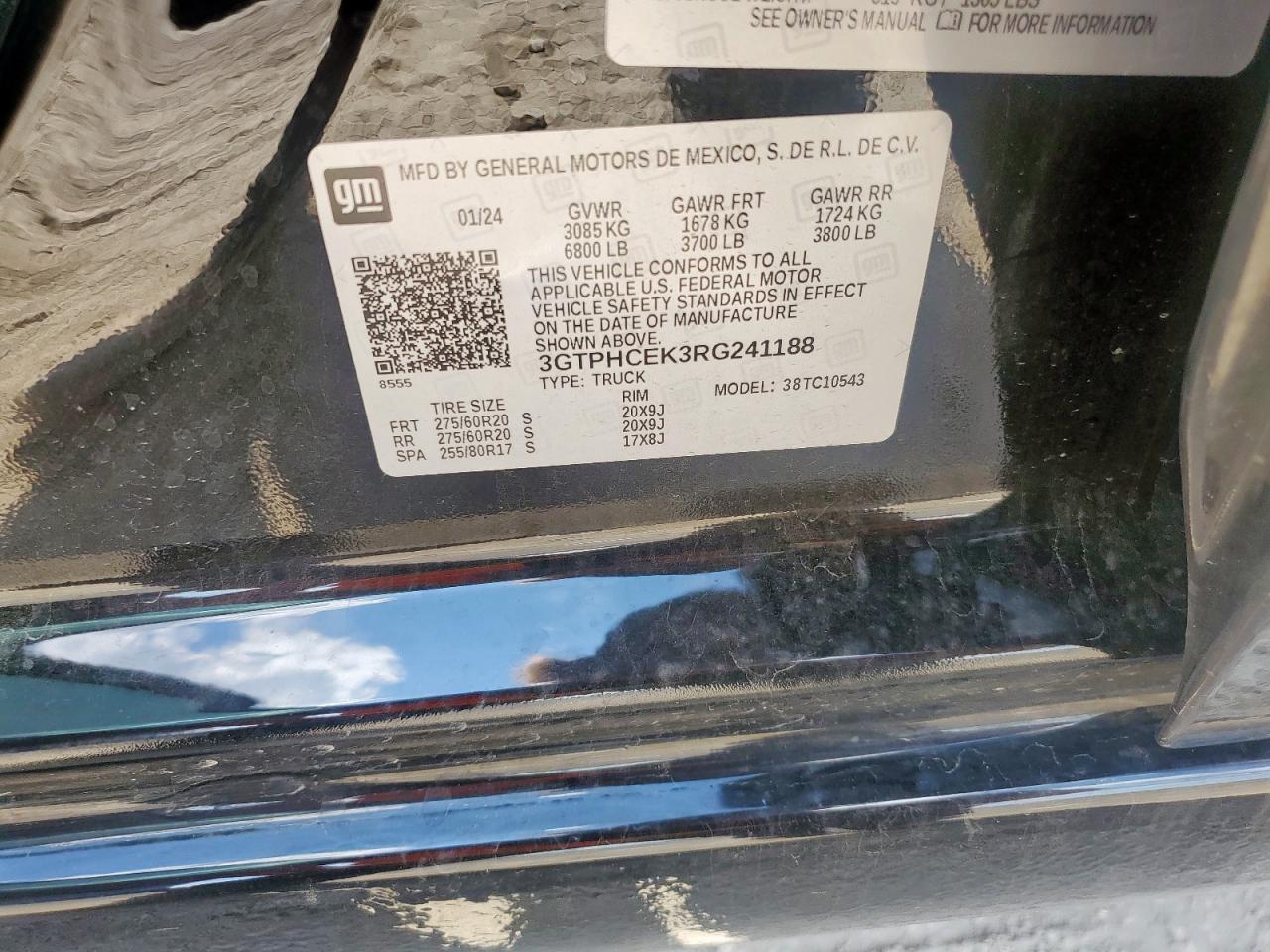 2024 GMC Sierra C1500 Elevation VIN: 3GTPHCEK3RG241188 Lot: 84394315