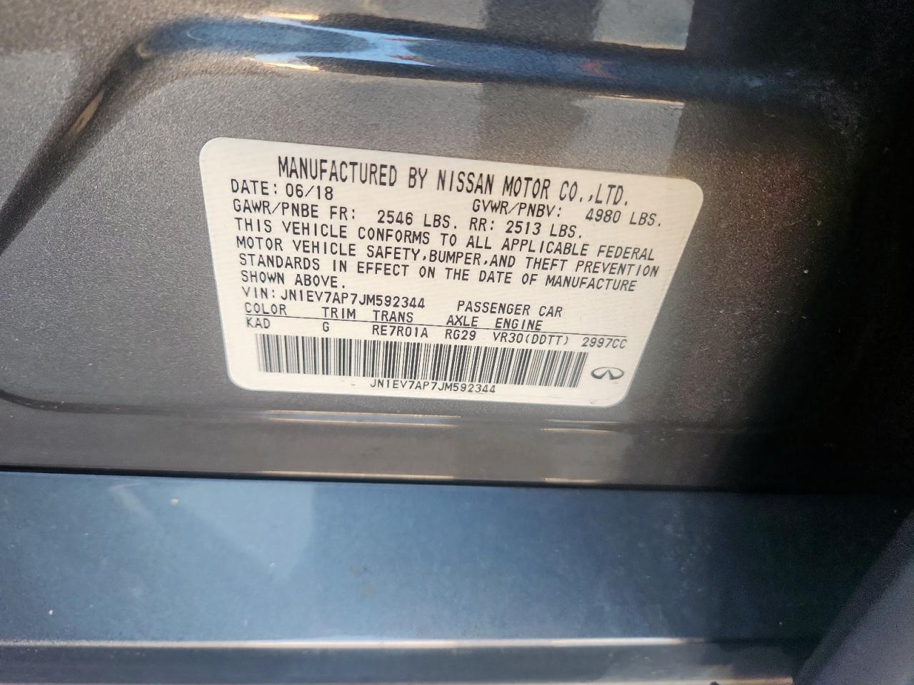 2018 Infiniti Q50 Luxe VIN: JN1EV7AP7JM592344 Lot: 80221555