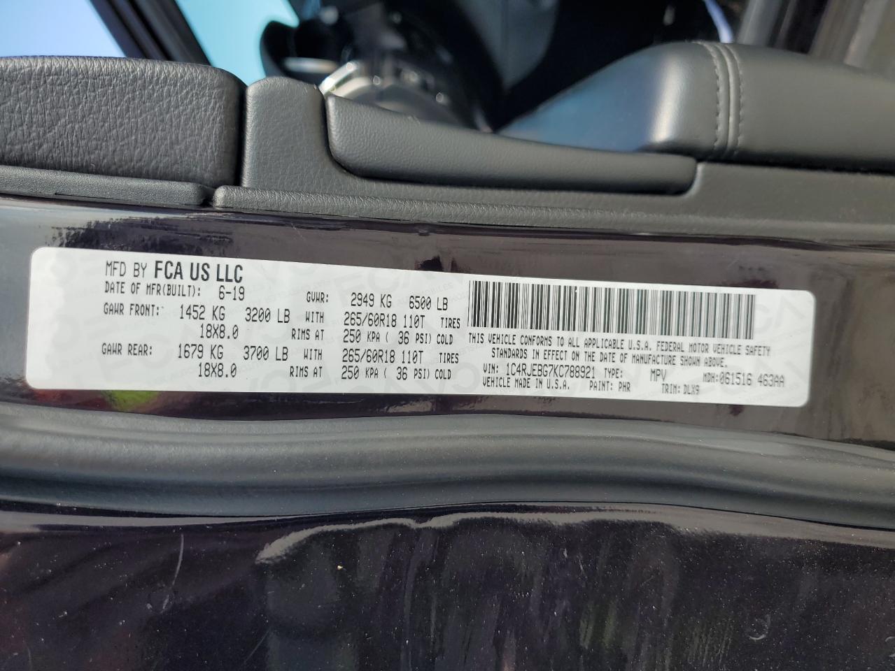 2019 Jeep Grand Cherokee Limited VIN: 1C4RJEBG7KC788921 Lot: 71822525