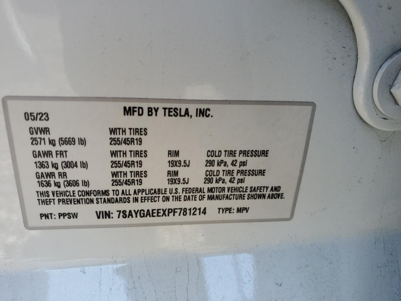 2023 Tesla Model Y VIN: 7SAYGAEEXPF781214 Lot: 83774475