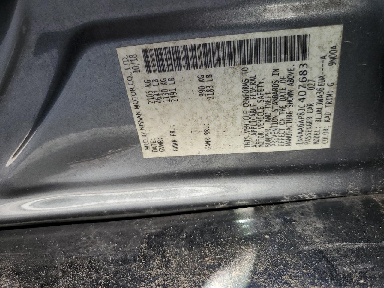 2018 Nissan Maxima 3.5S VIN: 1N4AA6AP8JC407683 Lot: 71413735