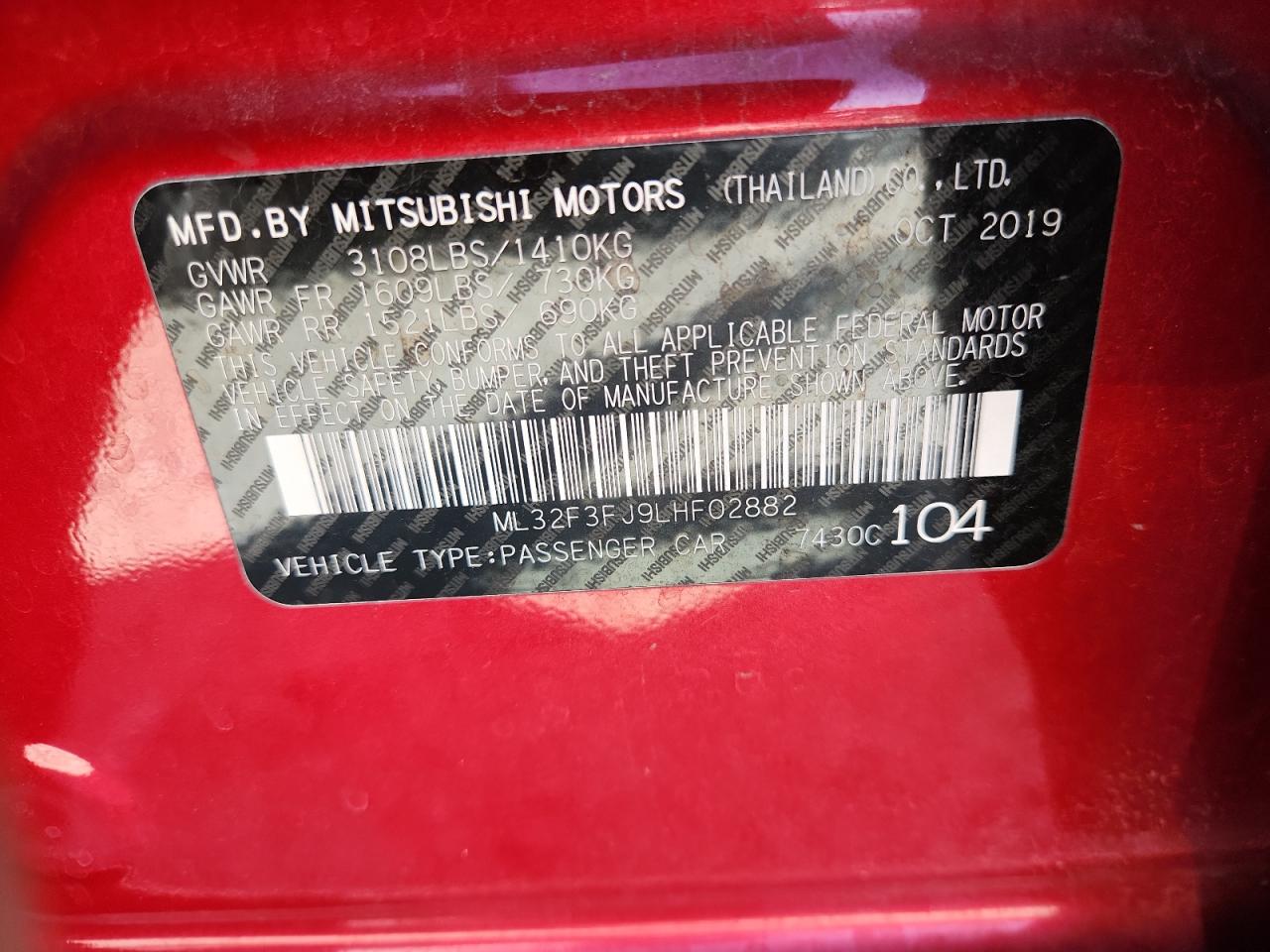 2020 Mitsubishi Mirage G4 Es VIN: ML32F3FJ9LHF02882 Lot: 81164085