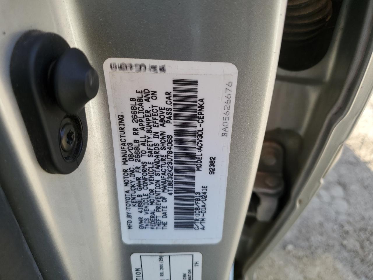 2003 Other Other VIN: 4T1BE32K23U784068 Lot: 83947115