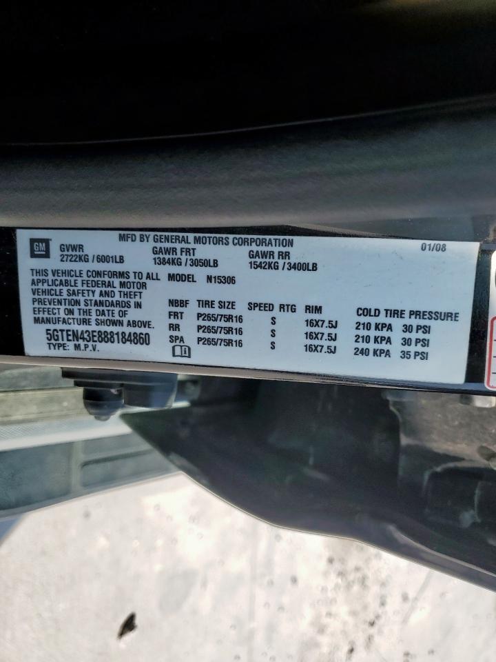 2008 Hummer H3 Luxury VIN: 5GTEN43E888184860 Lot: 80620705